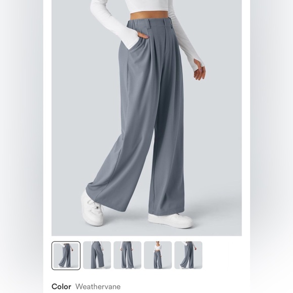 HALARA Pants - Wide Leg High-Rise Pants in Weathervane Gray